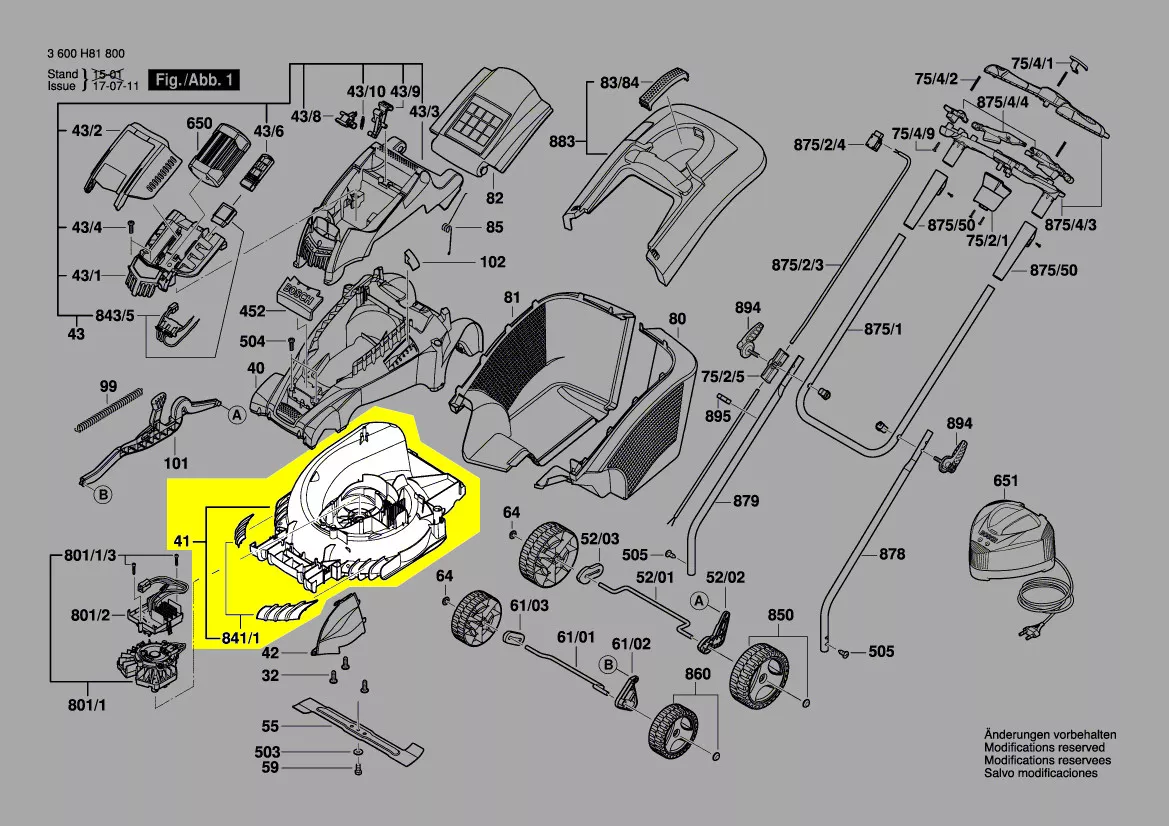carter de base tondeuse réf. F 016 L65 989 Bosch
